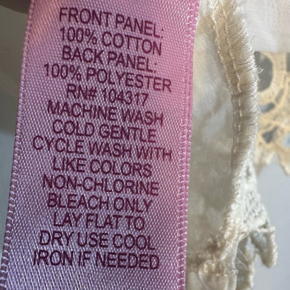 Derek Heart Womens Blouse Size XL Lace Front Sheer Back Short Sleeve Cream Ivory - Picture 7 of 7